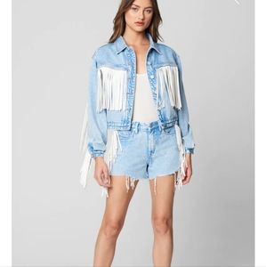 Blanknyc denim jacket w fringe